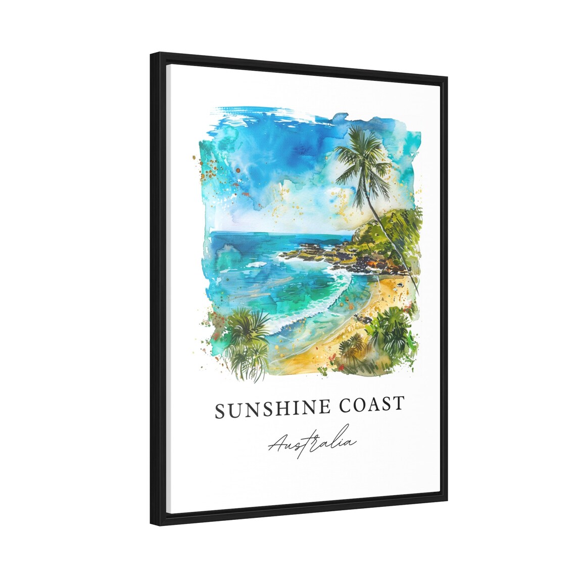 Sunshine Coast Australia Tropical Beach Watercolor Coastal Poster - Image 2