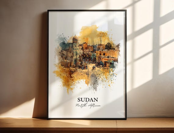 Sudan Wall Art Print Watercolor Africa Gift Travel Poster Housewarming