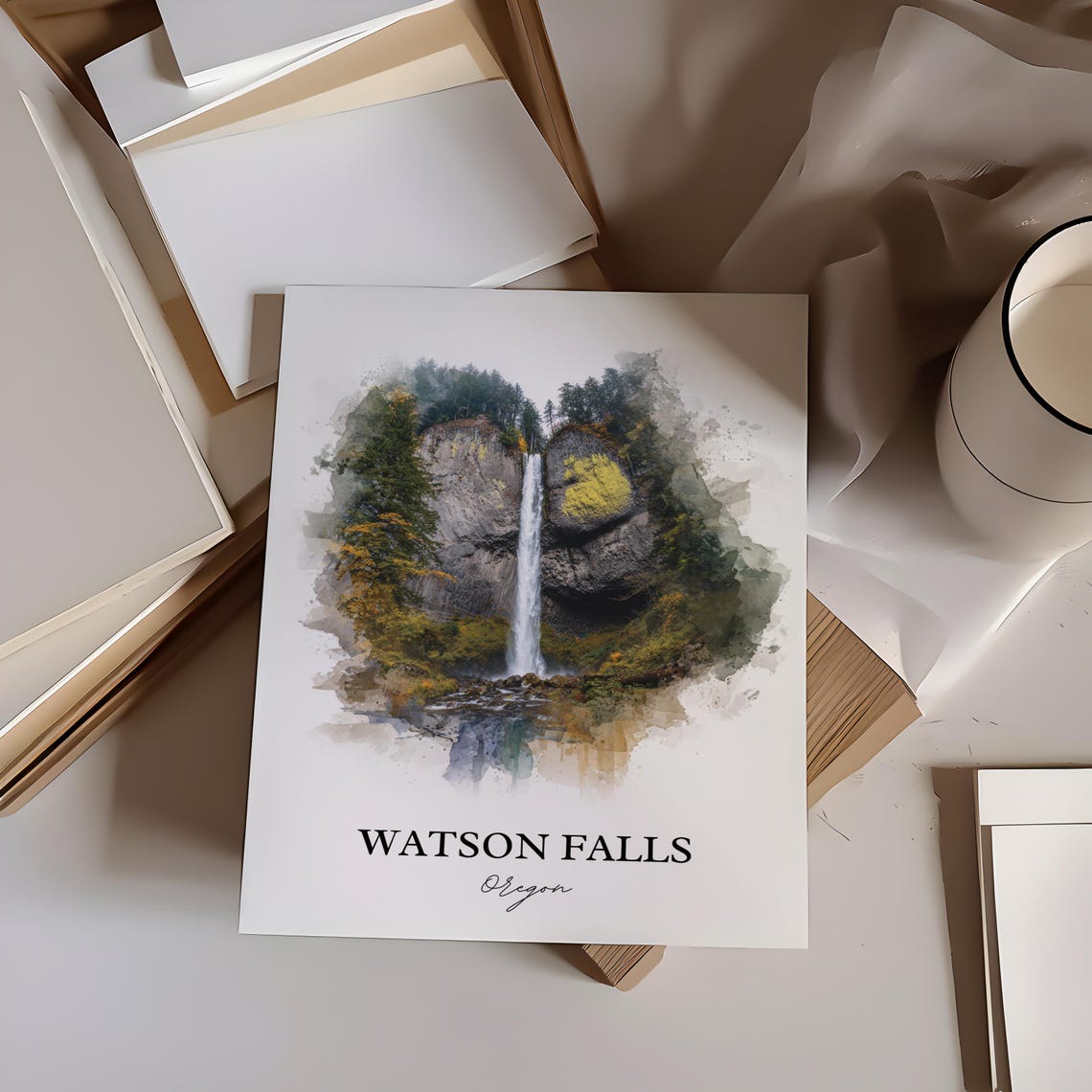 Scenic Watson Falls Oregon Clearwater River Waterfall Poster - Image 4