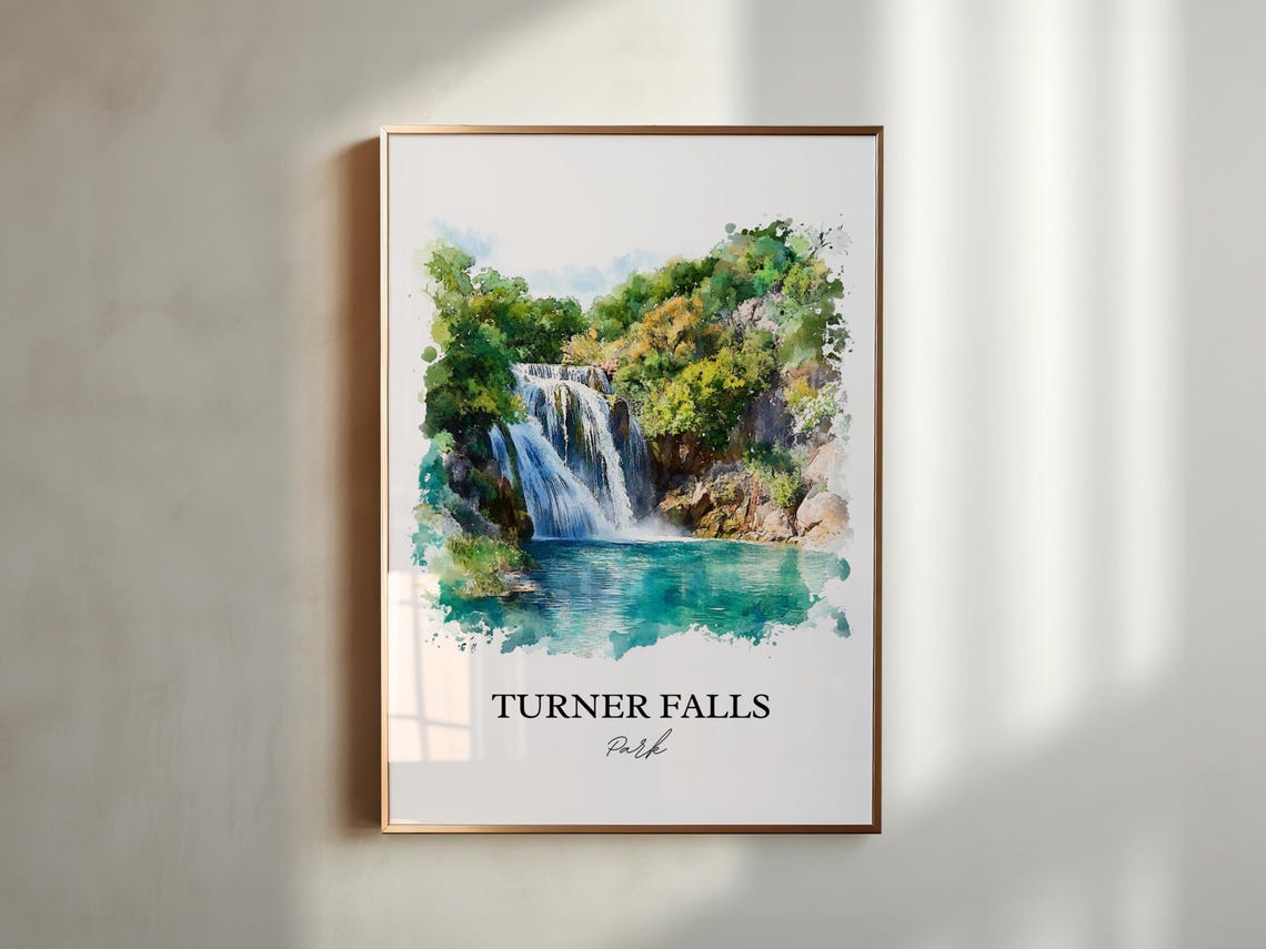 Turner Falls Park Oklahoma Stunning Cascading Waterfall Art Poster - Image 2