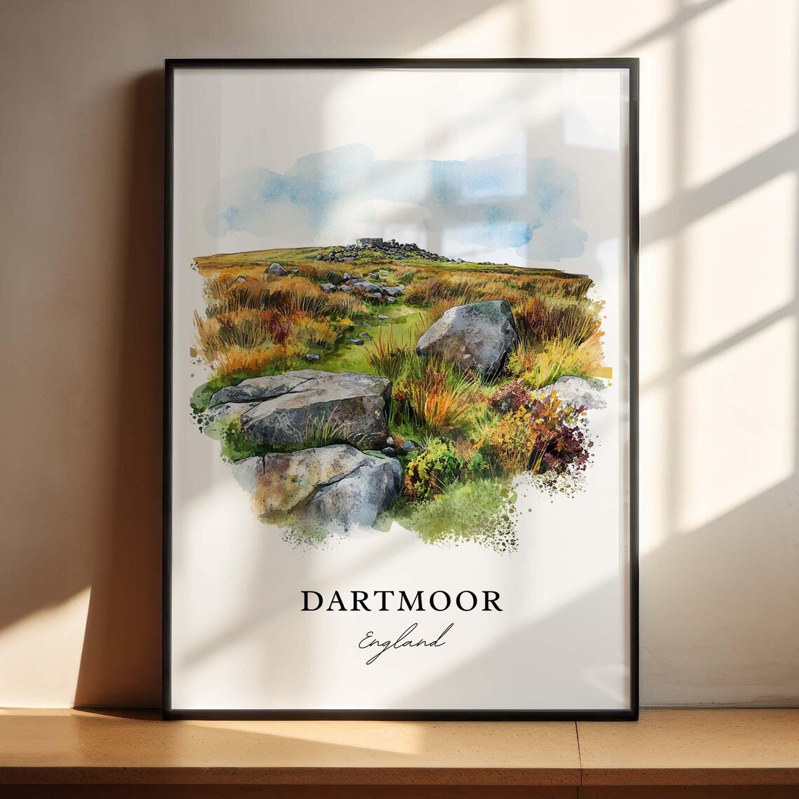 Dartmoor National Park, England Watercolor Travel Poster