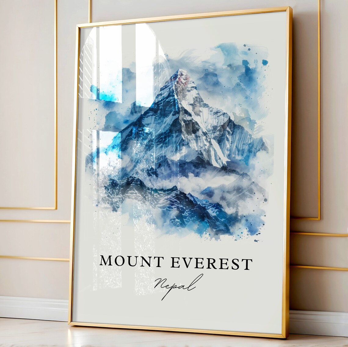 Mount Everest Nepal Snow Peak Watercolor Mountain Travel Poster - Image 4