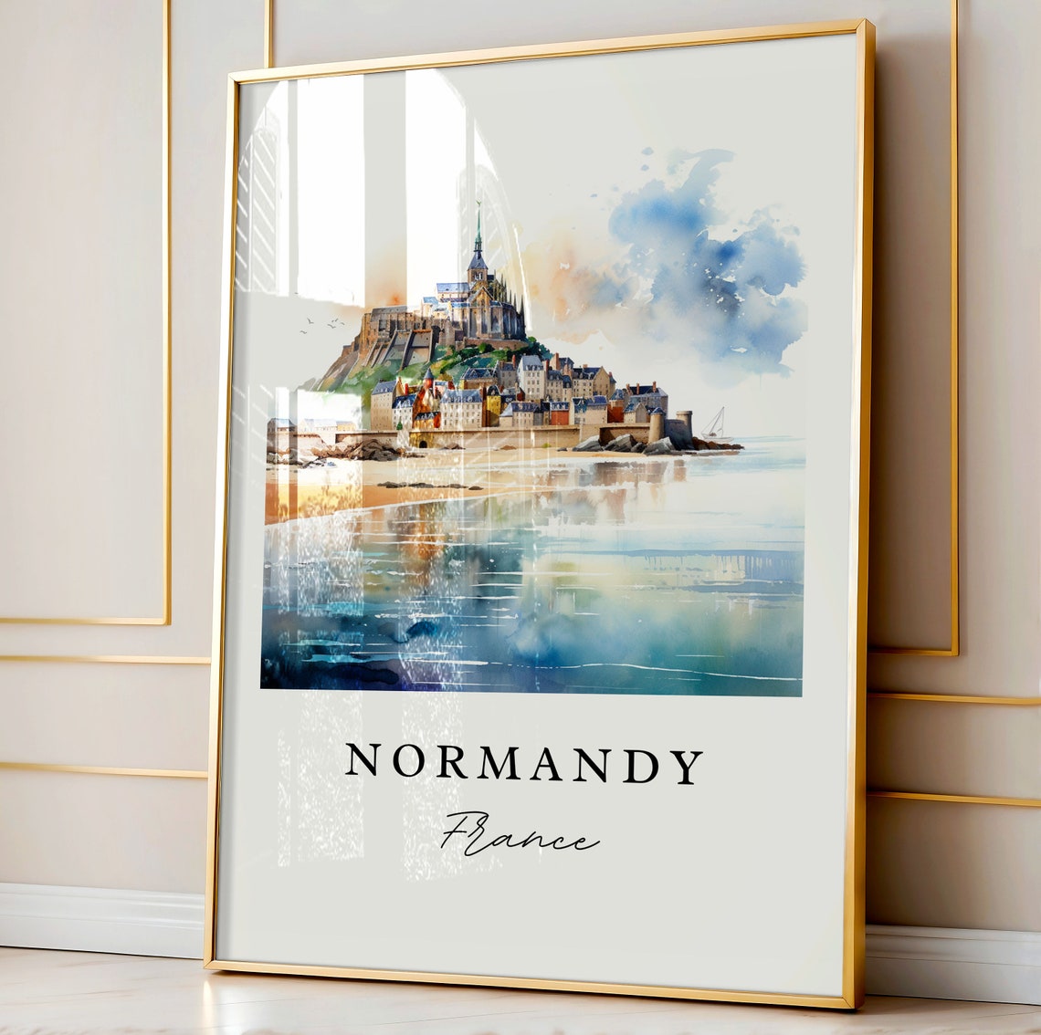 Normandy France Travel Poster, Custom Text Art Print - Image 4