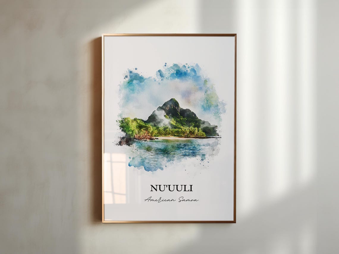 Nu'uuli American Samoa Volcanic Peak Island Watercolor Poster - Image 5