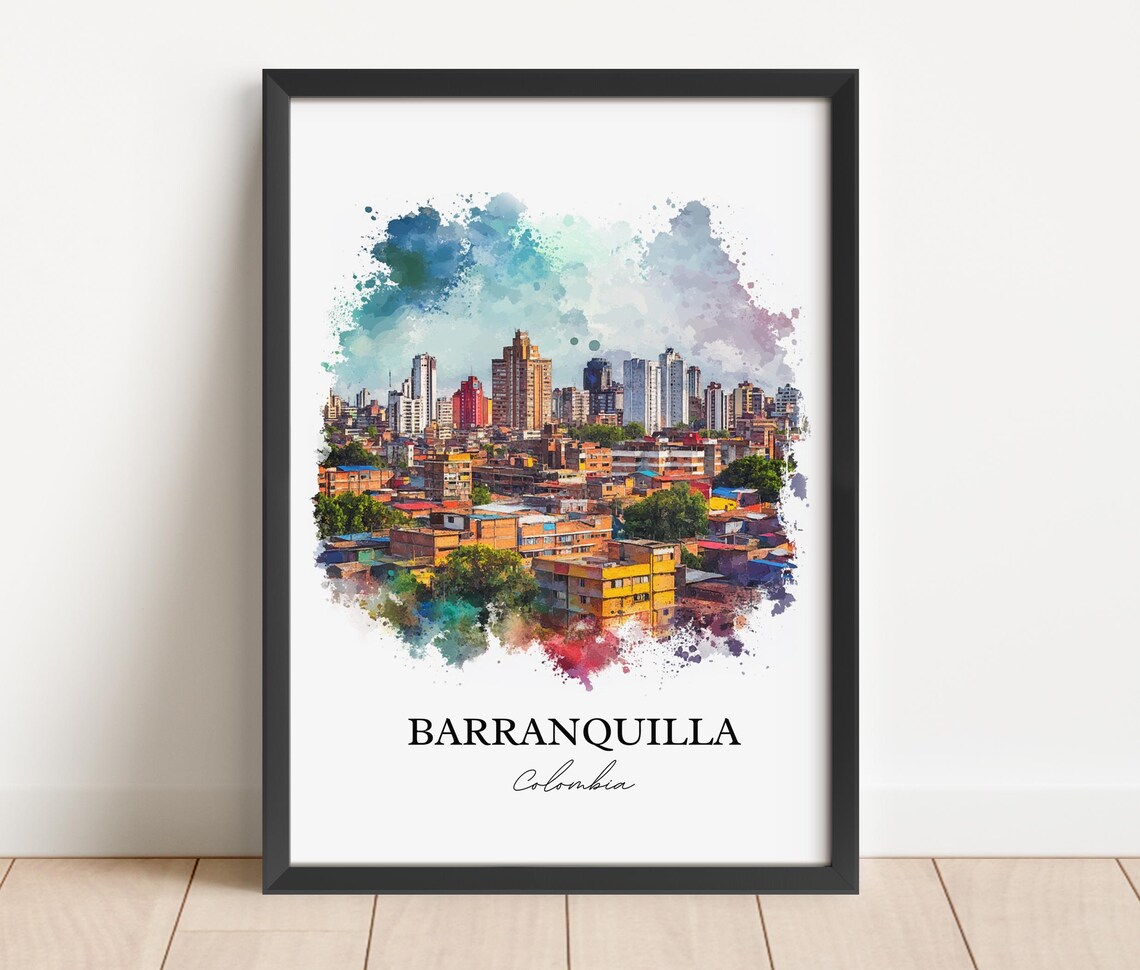 Barranquilla Colombia Watercolor Colorful City Skyline Poster - Image 5