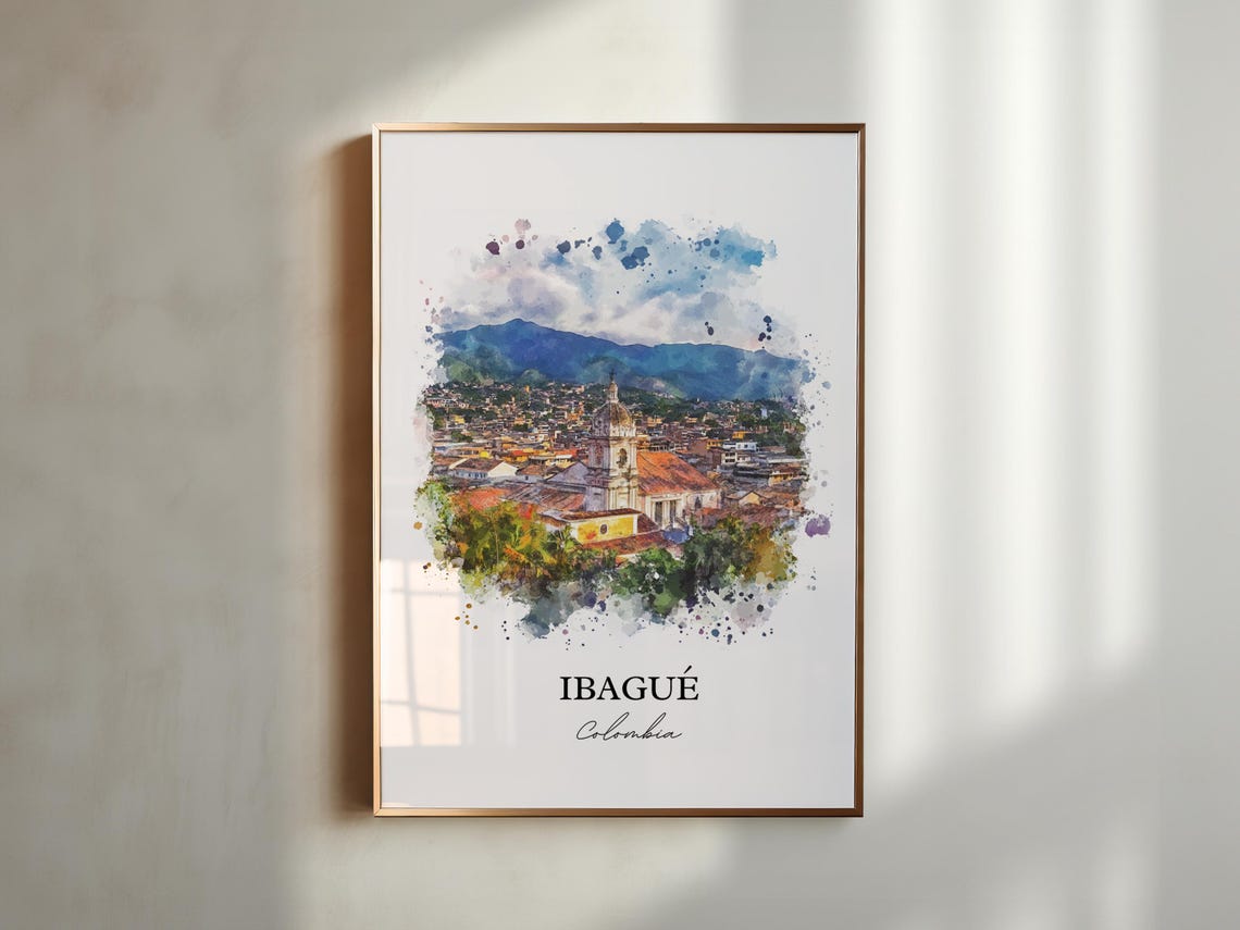 Ibagu Wall Art Colombia Print Watercolor Gift Travel Poster Housewarming - Image 2