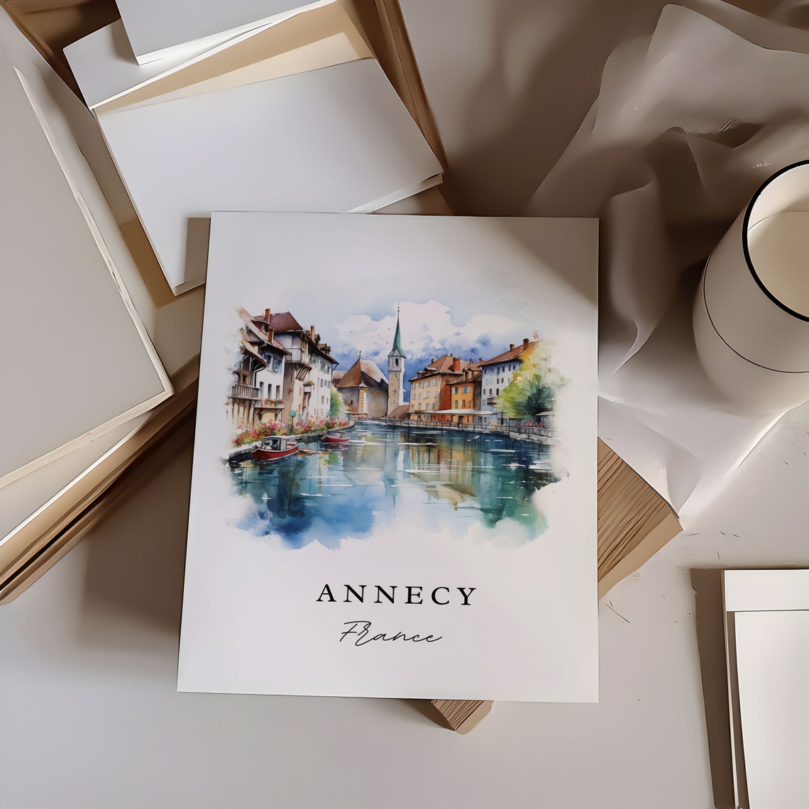 Annecy France Travel Poster, Thiou River Artwork - Image 6