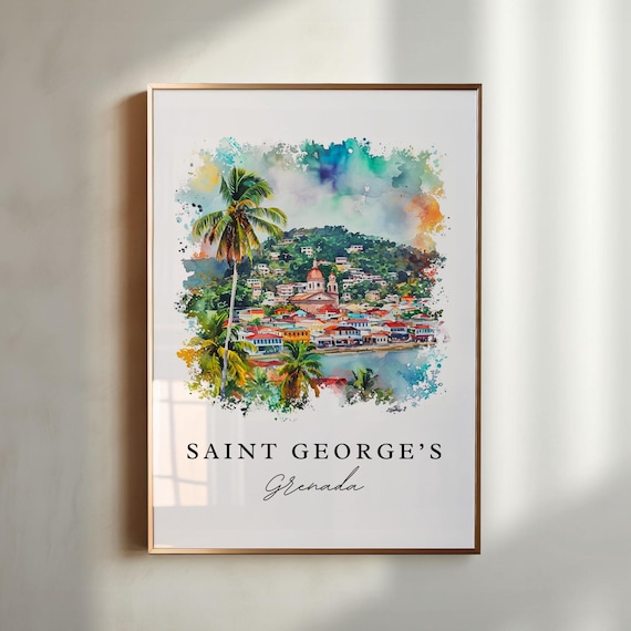 Saint Georges Grenada Art Print, Custom Text
