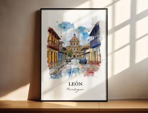Len Nicaragua Wall Art Print Watercolor Managua Gift Travel Poster Housewarming