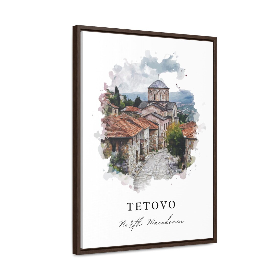 Tetovo North Macedonia Watercolor Old Stone Church Street Poster - Image 2