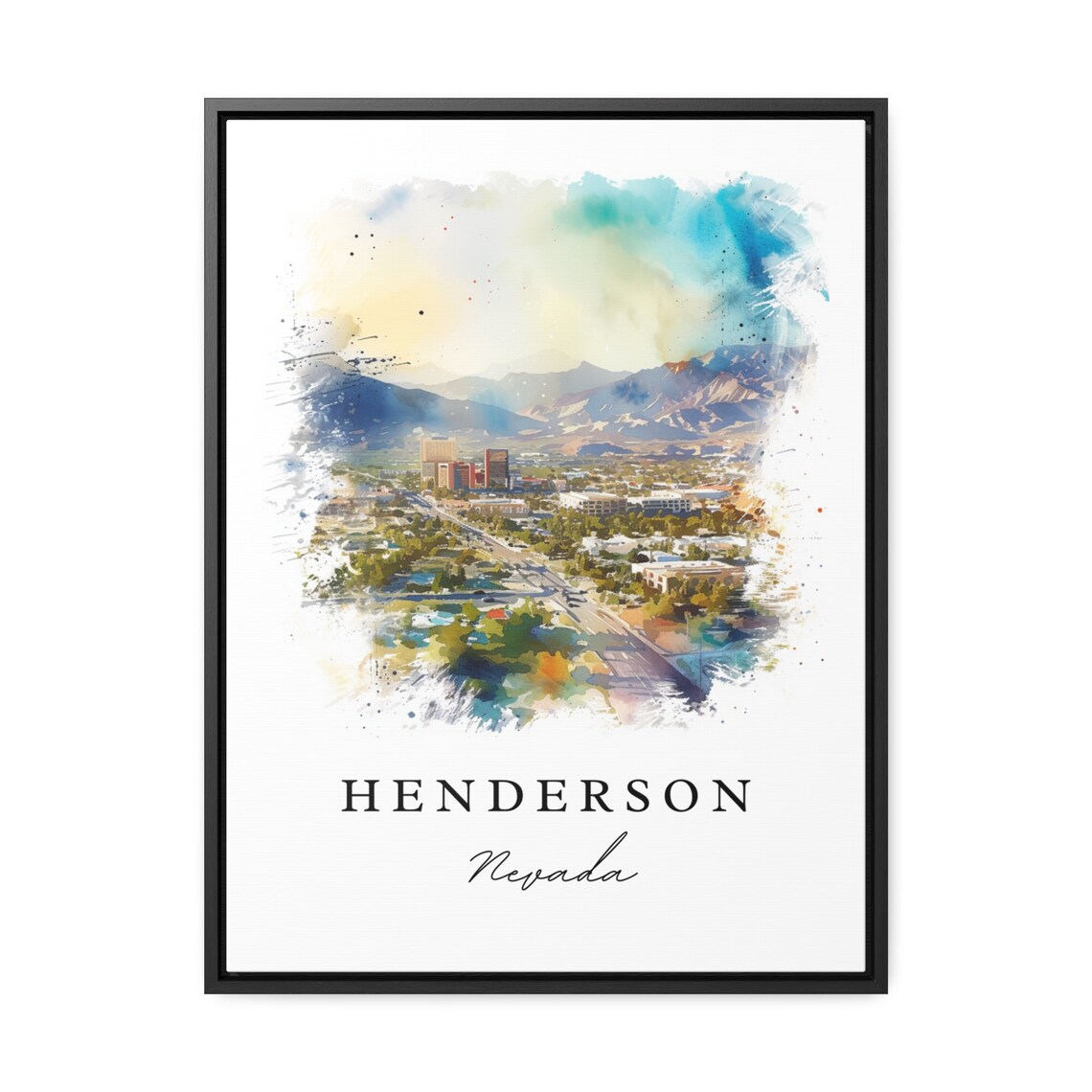 Henderson Nevada Desert City Mountains Watercolor Travel Poster - Image 2