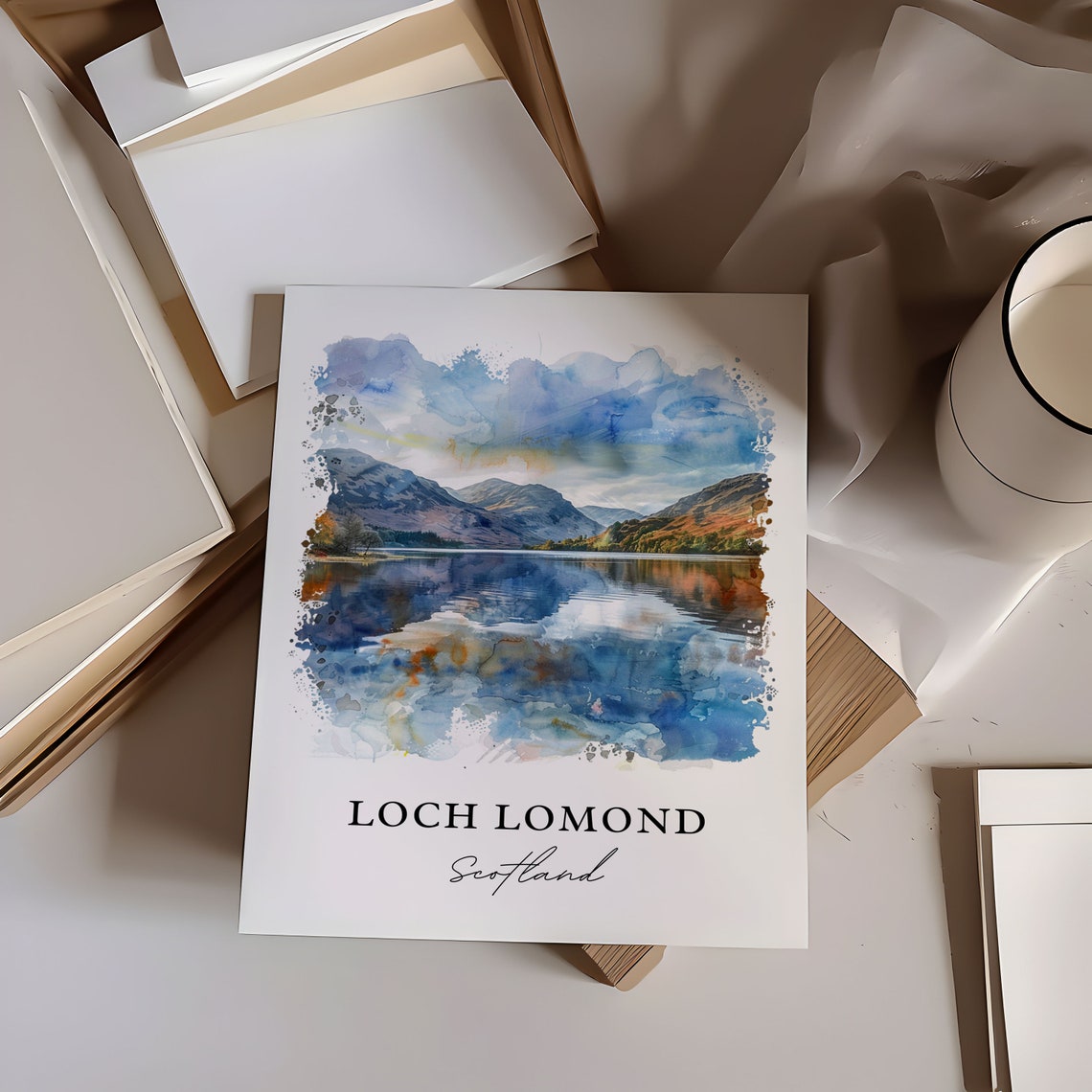 Loch Lomond Watercolor Travel Poster, Scotland - Image 6