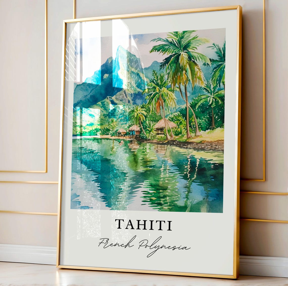 Tahiti French Polynesia Travel Poster, Custom Text - Image 5