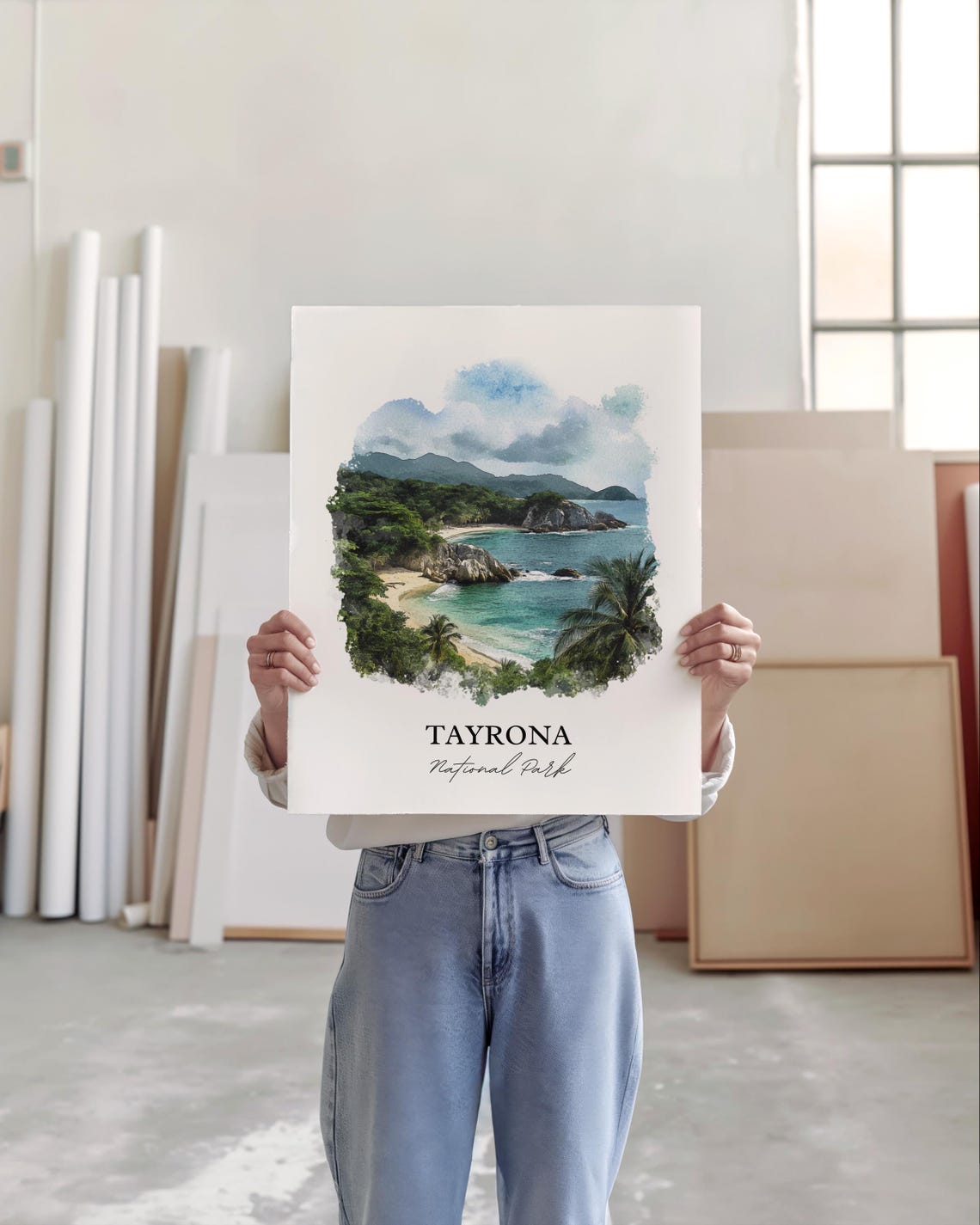 Tayrona National Park Beach Cove Turquoise Water Watercolor Poster - Image 4