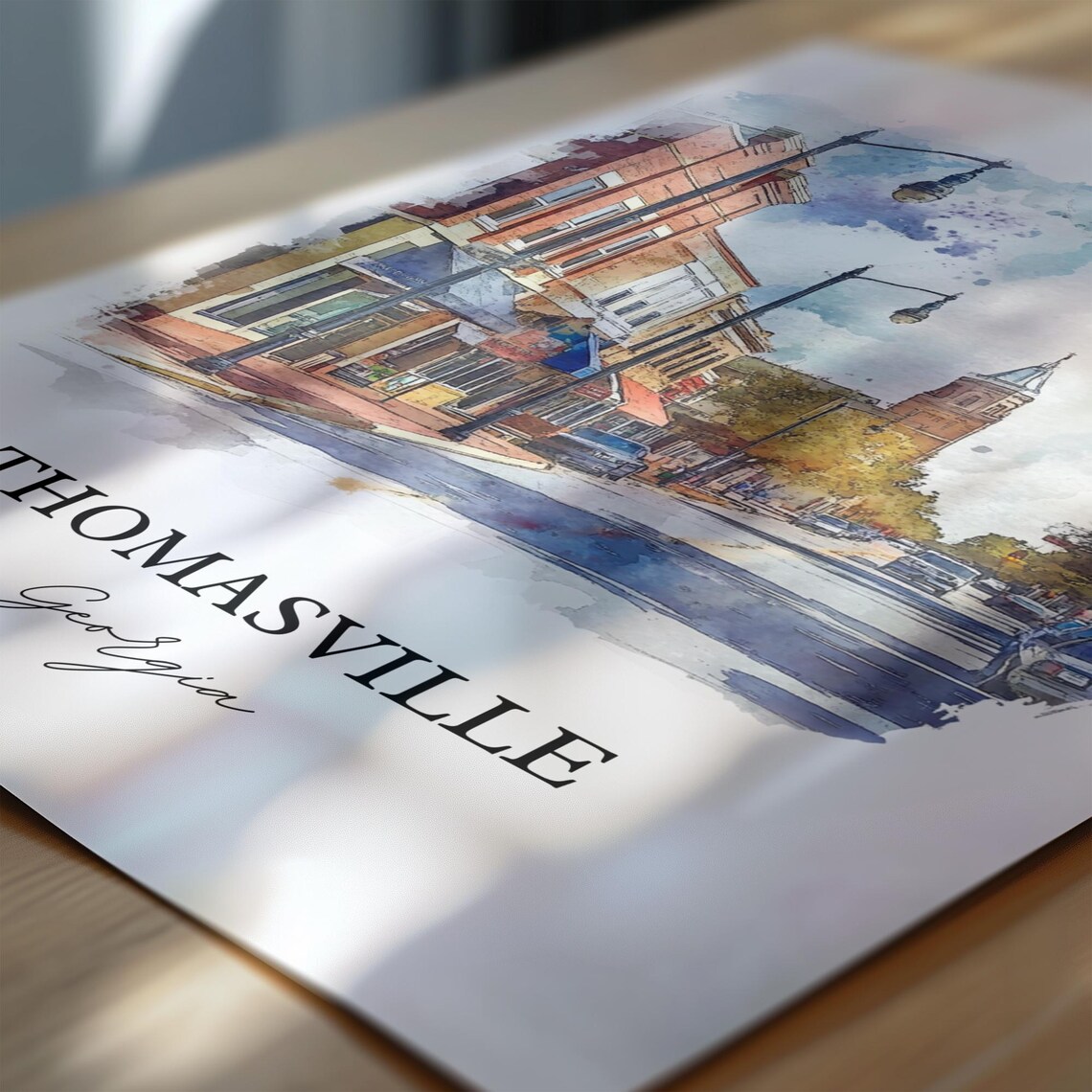 Thomasville Georgia Brick Street Tower Watercolor Travel Gift Poster - Image 6
