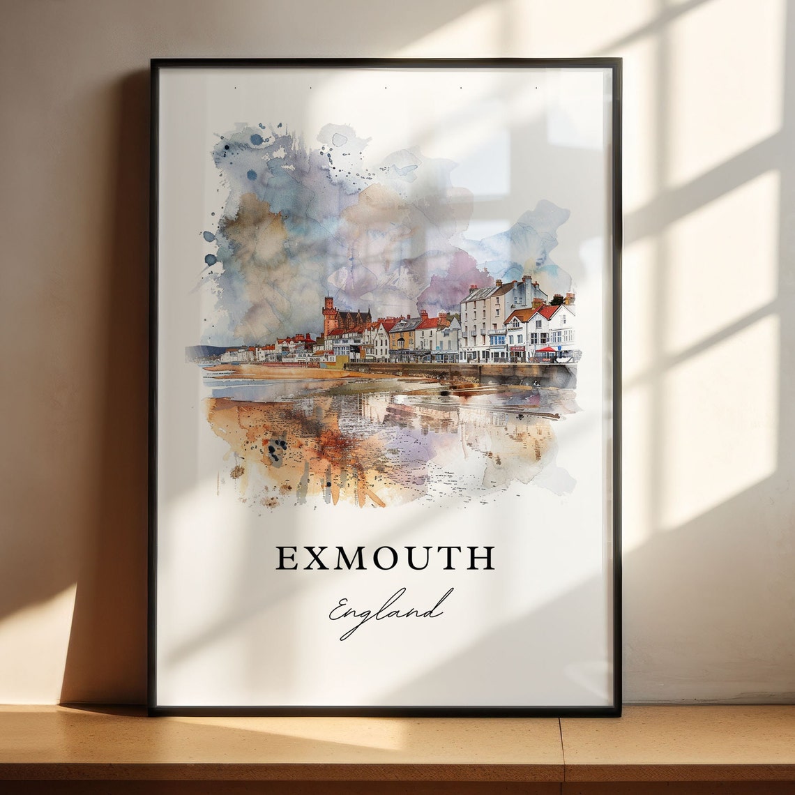Exmouth England Watercolor Travel Poster, Housewarming - Image 4