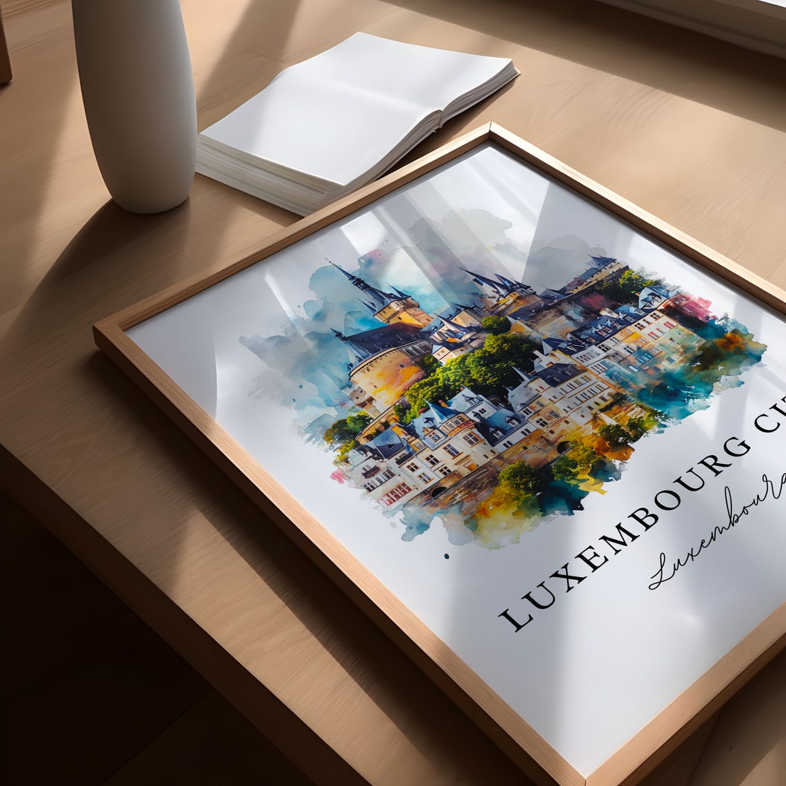 Luxembourg City Watercolor Travel Art Print - Image 5
