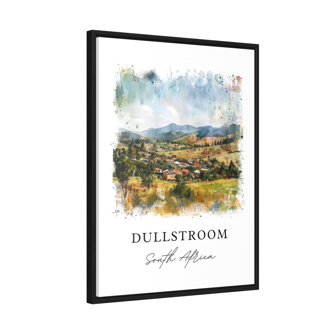 Dullstroom South Africa Highland Valley Town Watercolor Poster - Image 2