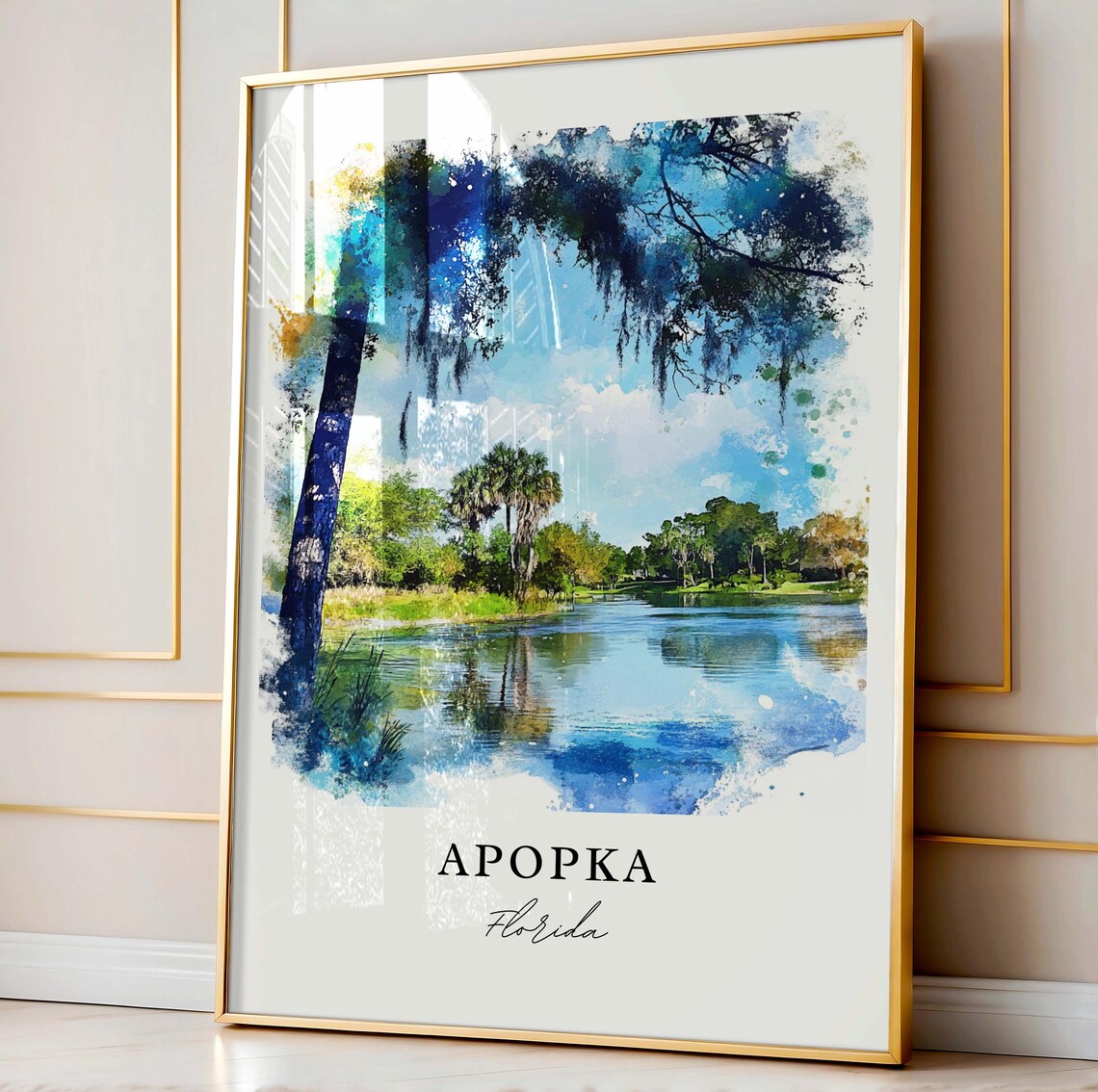 Apopka Florida Watercolor Travel Poster Art Print - Image 3