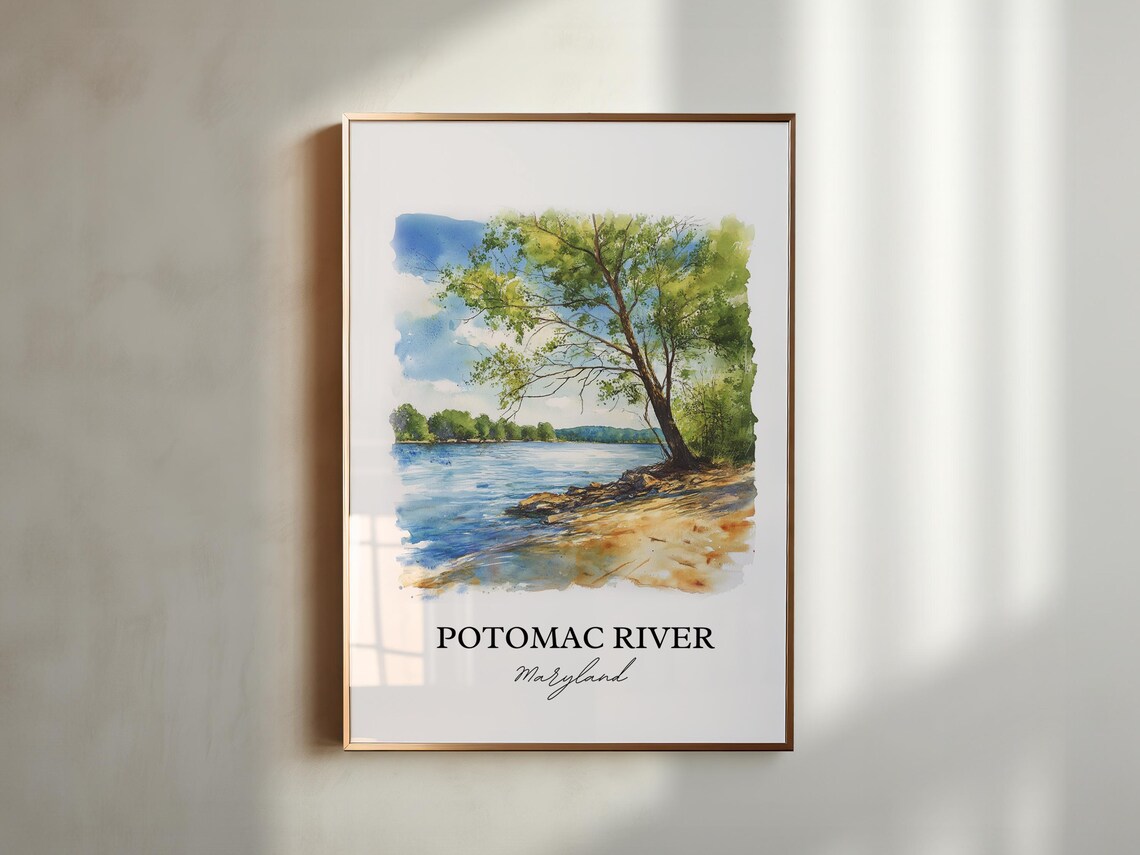 Potomac River Maryland Riverside Tree Watercolor Nature Poster - Image 5