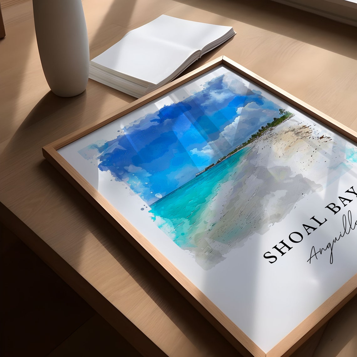 Shoal Bay Anguilla Watercolor Turquoise Beach Paradise Poster - Image 5