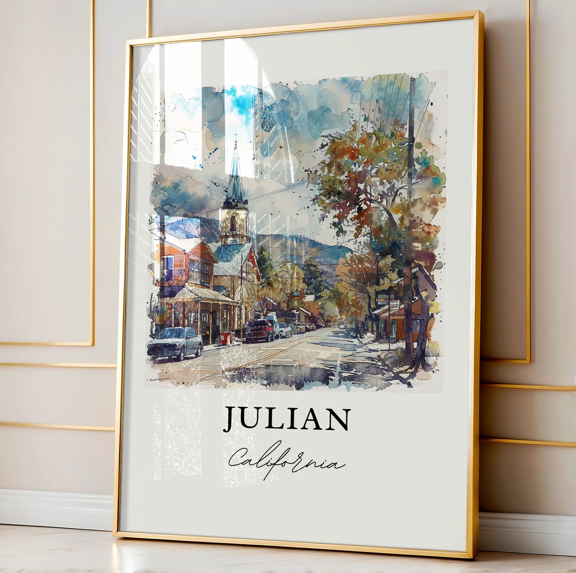 Julian California Watercolor Historic Main Street Church Poster - Image 4