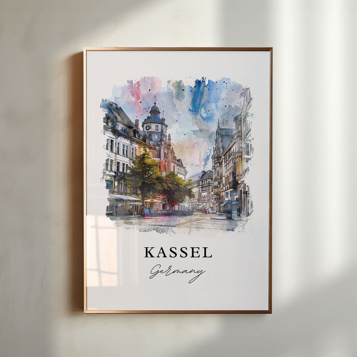Kassel Germany Watercolor Old Town Street Architecture Art Poster