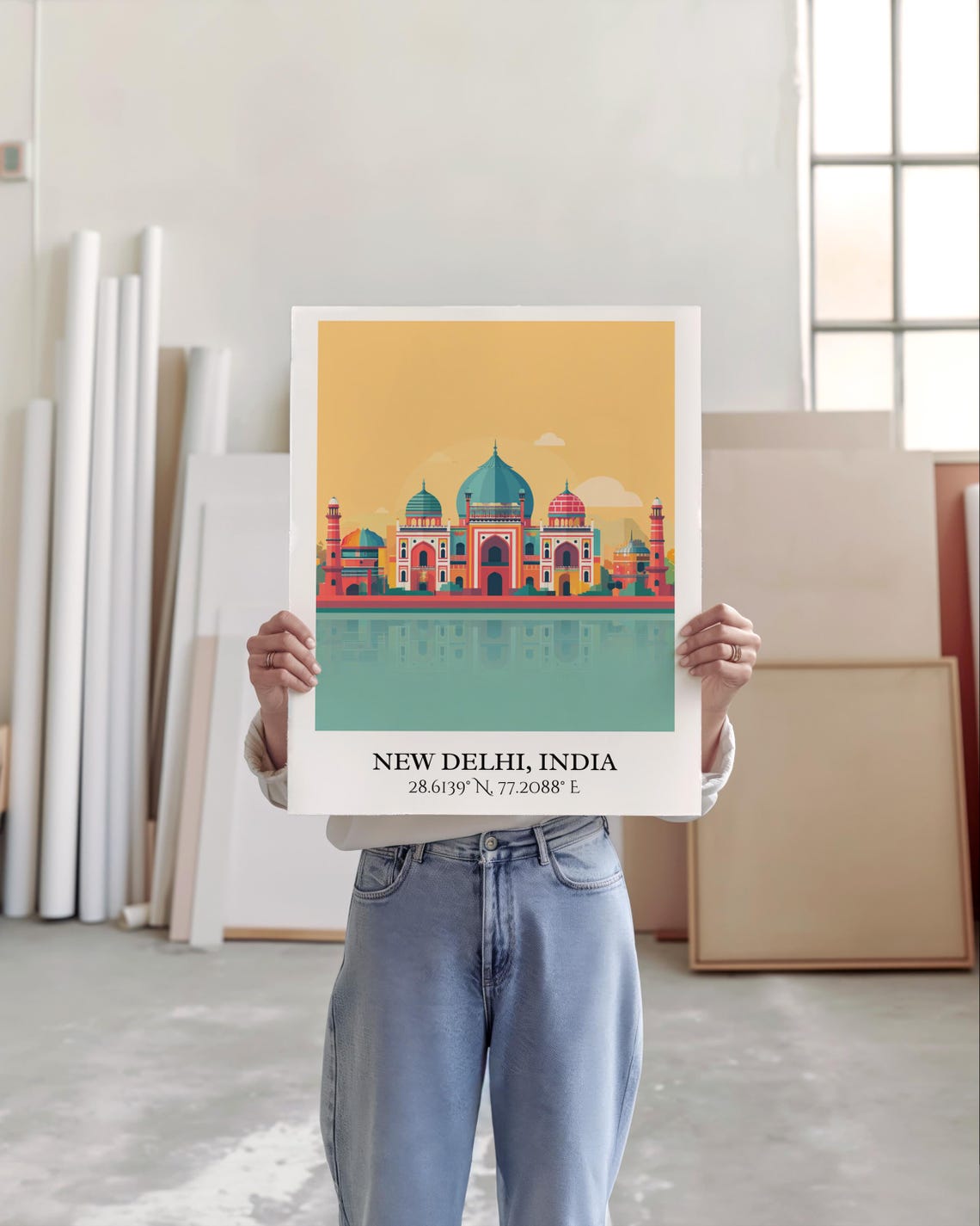 New Delhi India Mughal Domed Tombs Reflection Retro Travel Poster - Image 4