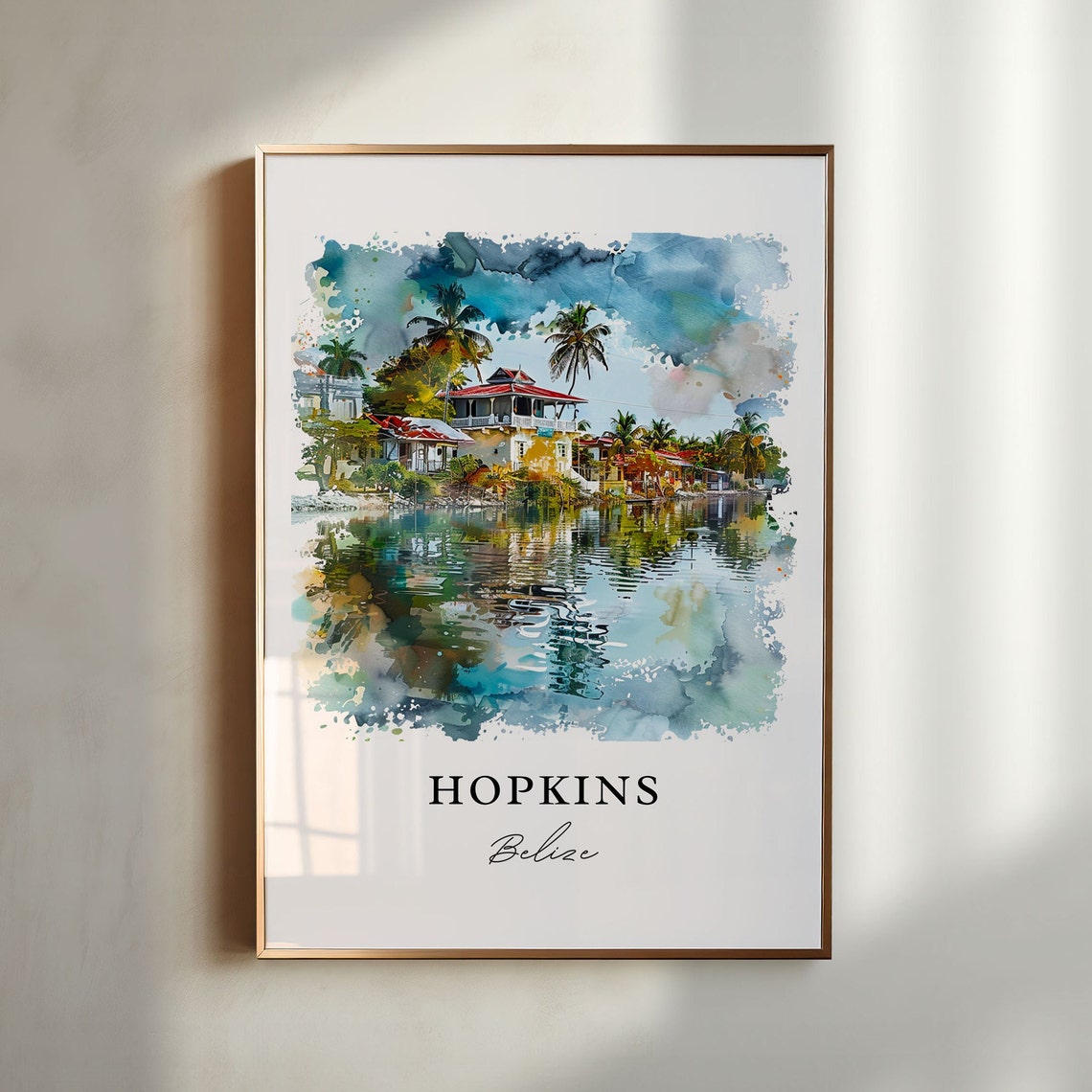 Hopkins Belize Wall Art Print Watercolor Gift Travel Poster Housewarming