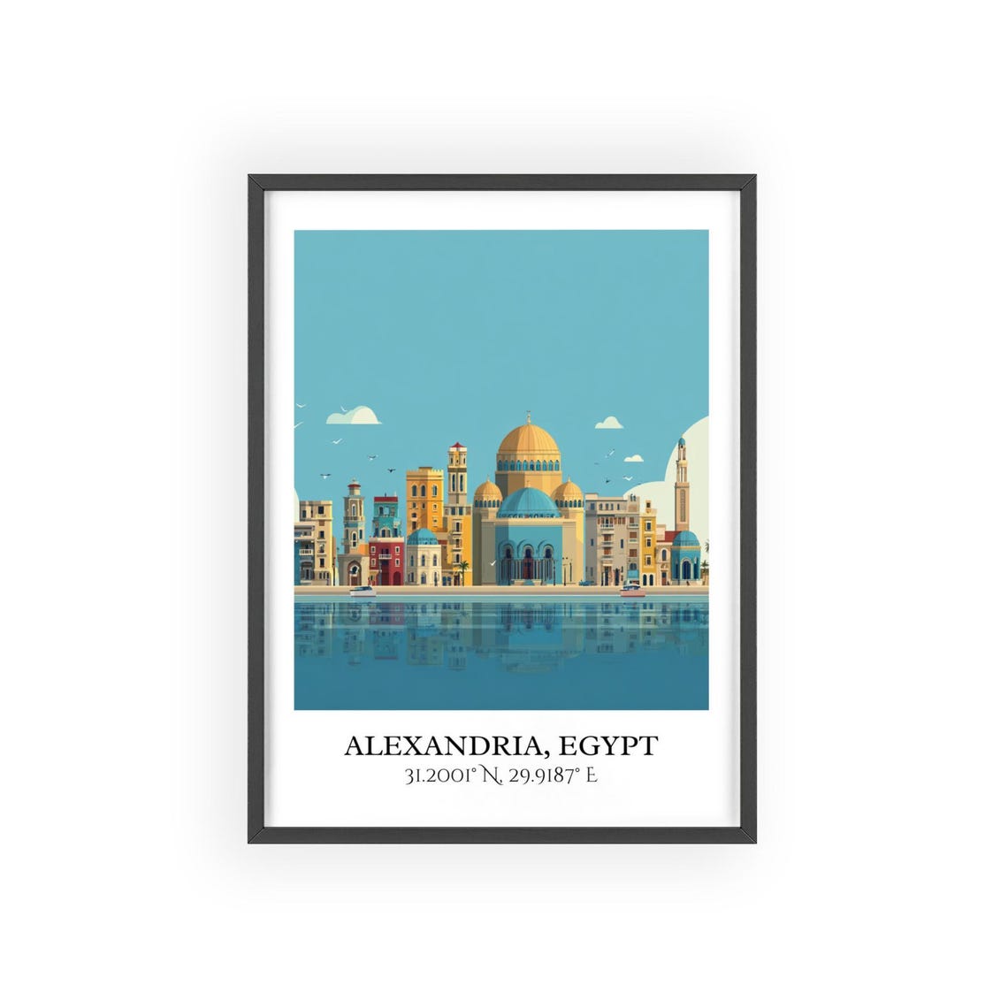 Alexandria Egypt Harbor Golden Dome Waterfront Travel Poster - Image 2