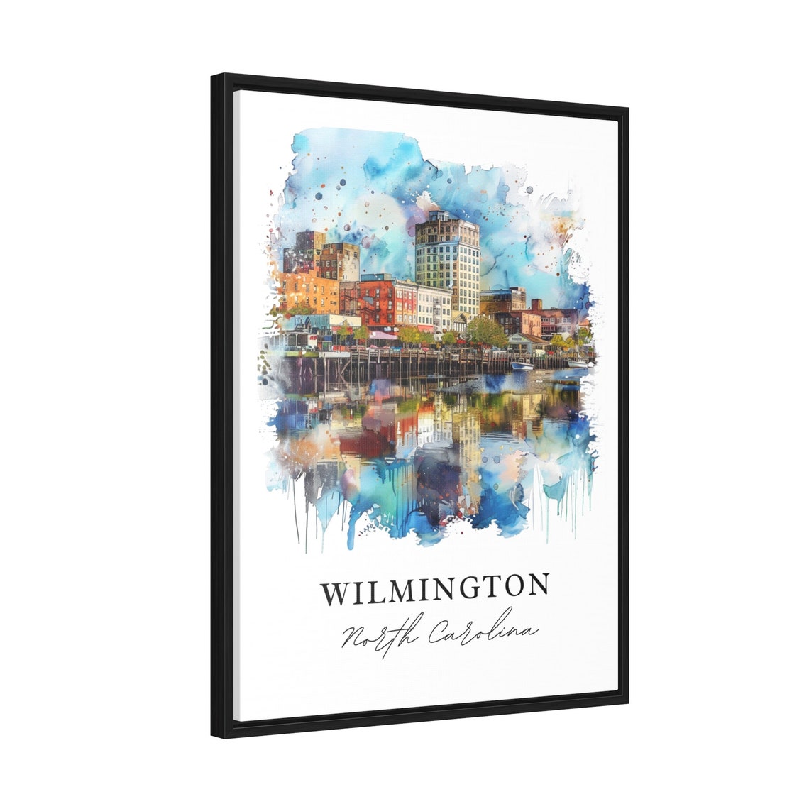 Wilmington North Carolina Historic Riverfront Skyline Art Poster - Image 2