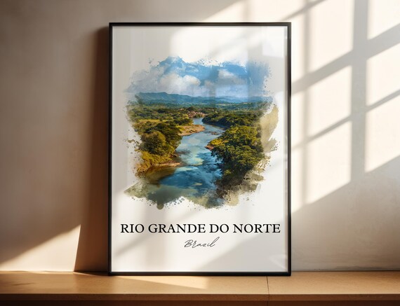 Rio Grande do Norte Brazil Watercolor River Valley Travel Poster