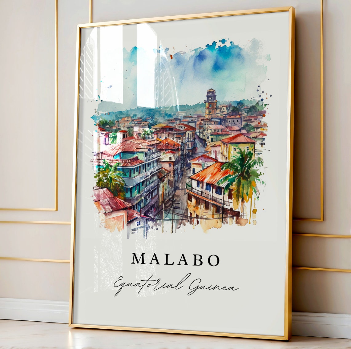 Malabo Equatorial Guinea Custom Text Travel Poster - Image 4