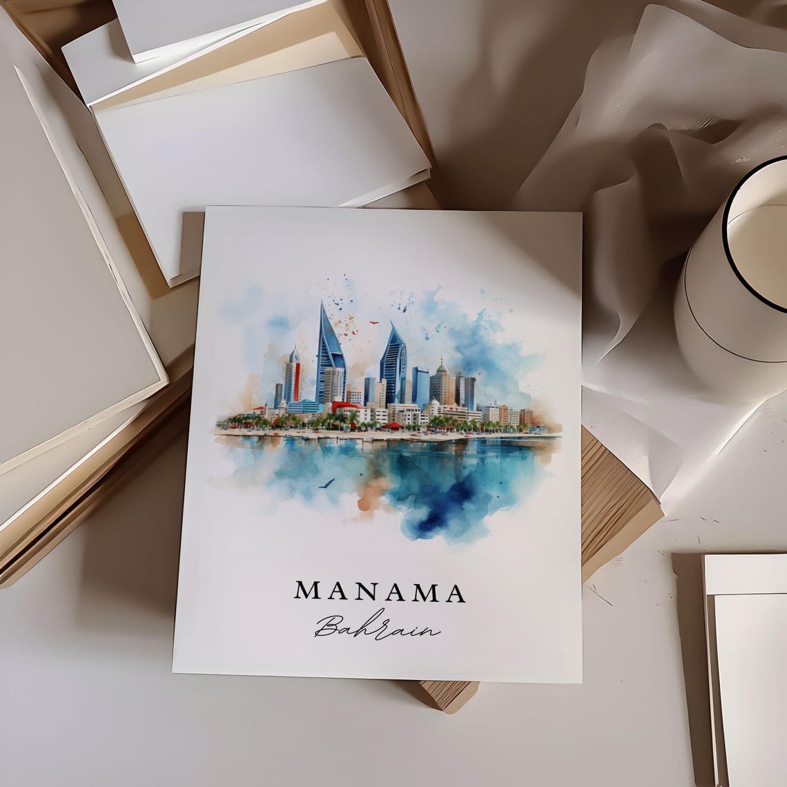 Manama Bahrain Wall Art Poster Wedding Gift Birthday Present Custom Text Personalized - Image 6