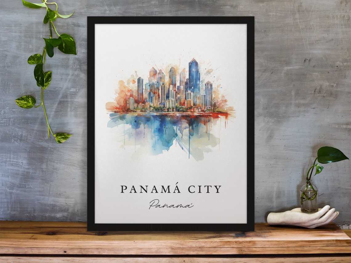 Panama City Traditional Travel Art Poster Wedding Gift Birthday Present Custom Text Personalized - Image 2