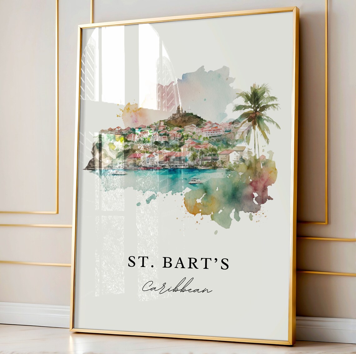 St Barts Caribbean Travel Poster, Custom Text - Image 3