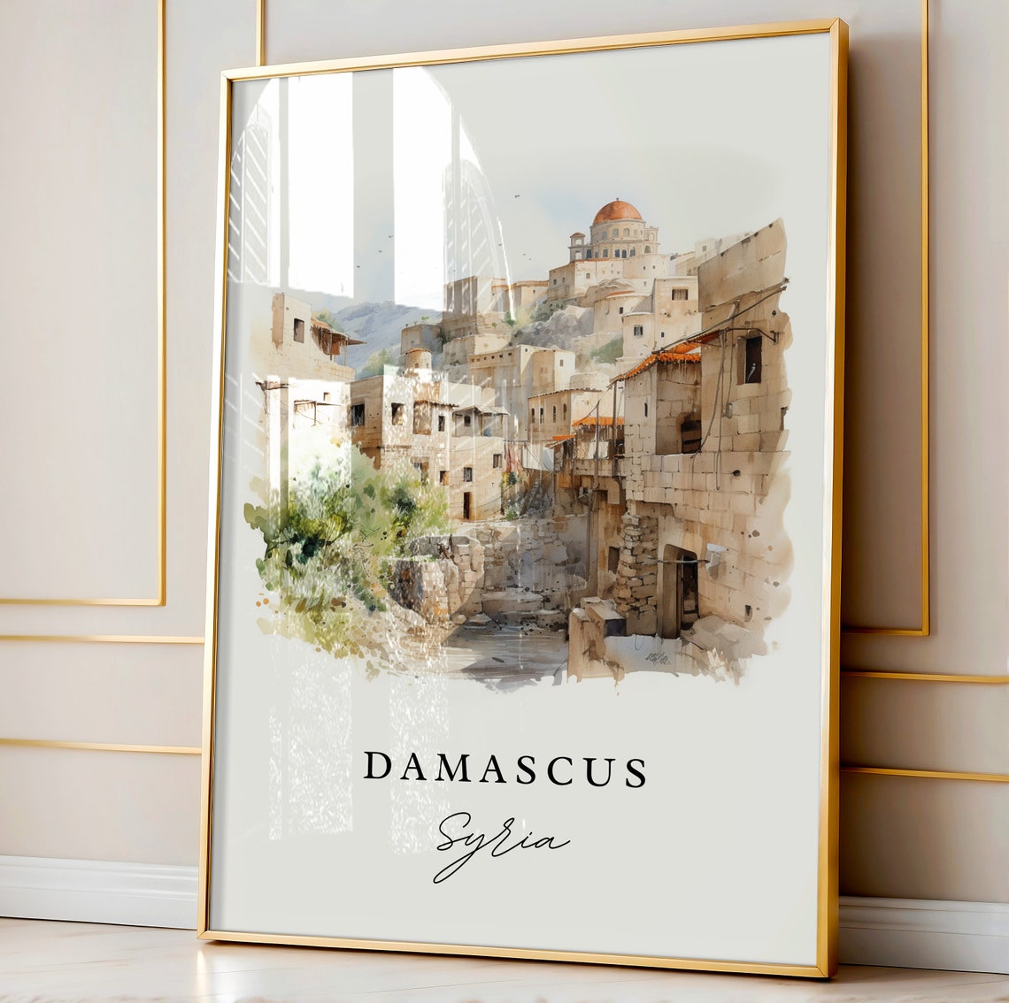 Damascus Wall Art Syria Poster Wedding Gift Birthday Present Custom Text Personalized - Image 3