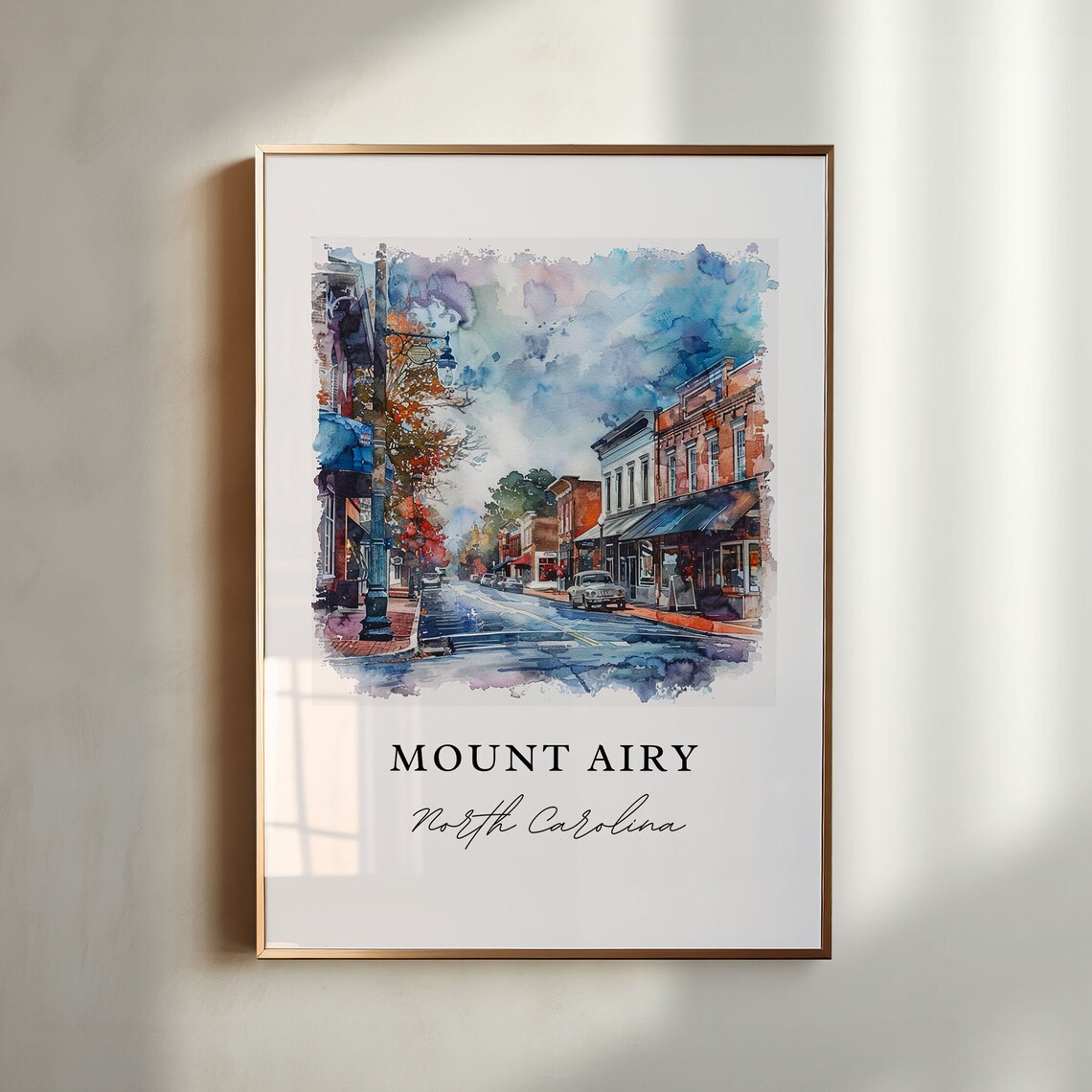 Mount Airy North Carolina Historic Main Street Watercolor Poster