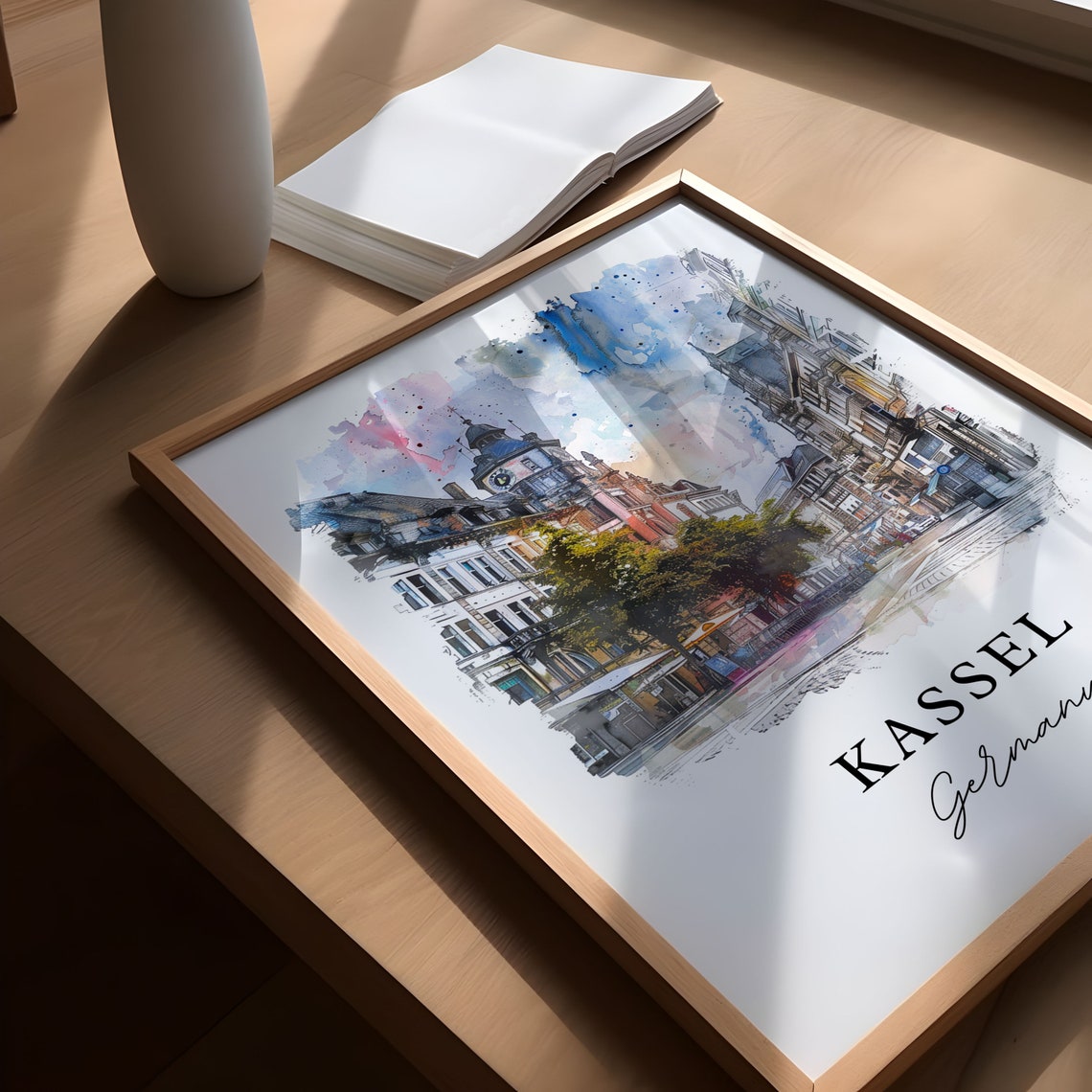 Kassel Germany Watercolor Old Town Street Architecture Art Poster - Image 5