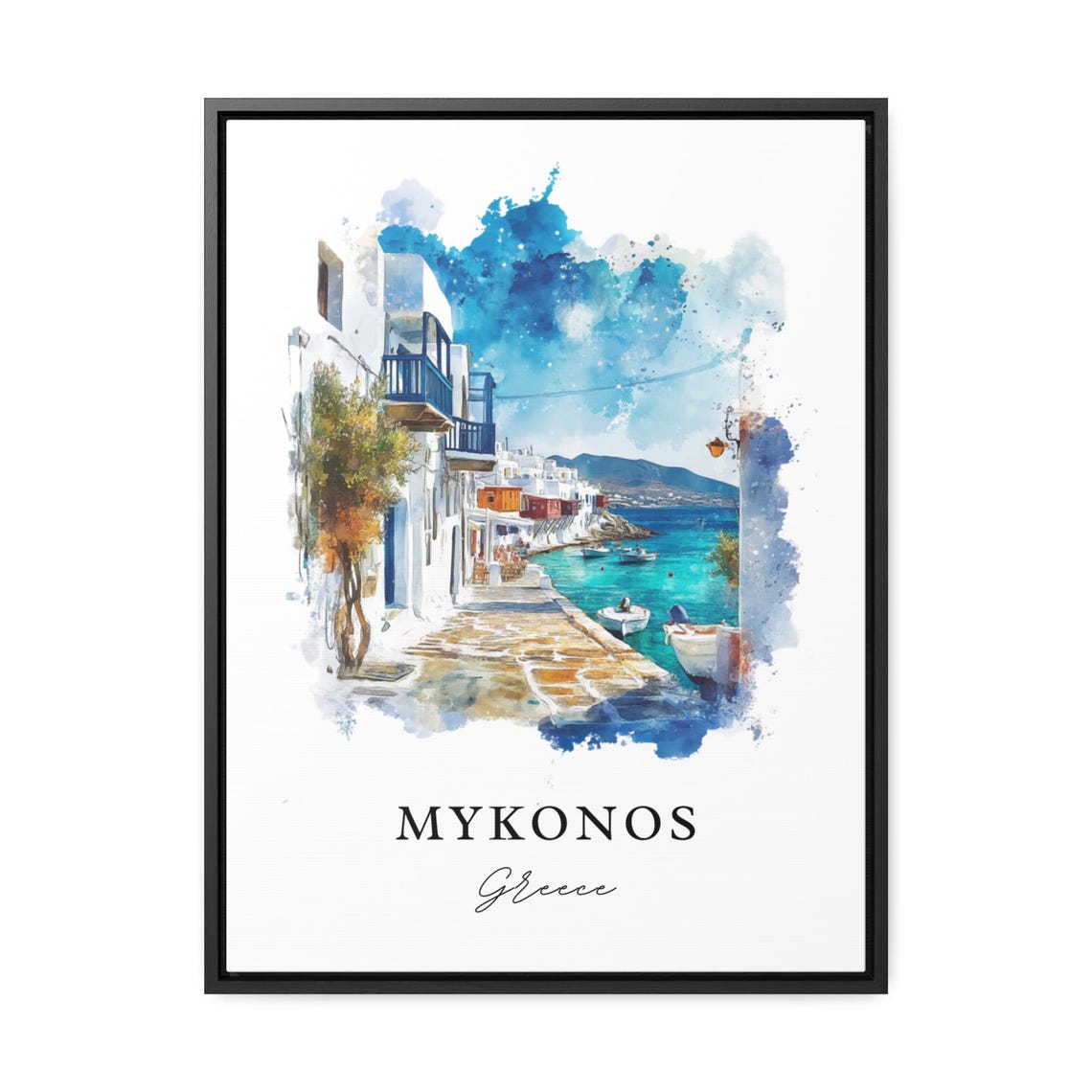 Mykonos Travel Poster, Watercolor Greece Print - Image 3