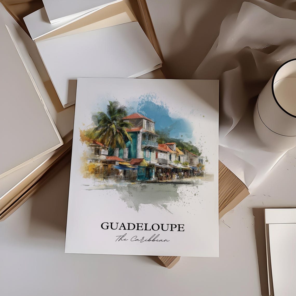 Guadeloupe Wall Art Print Caribbean Watercolor Gift Travel Poster Housewarming - Image 3