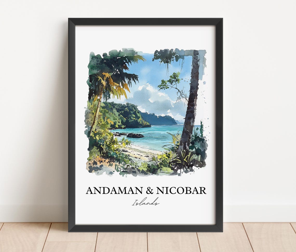 Andaman Nicobar Islands Watercolor Tropical Beach Paradise Poster - Image 6