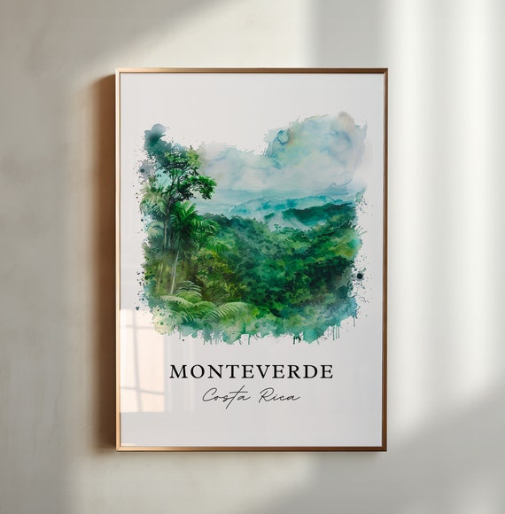 Monteverde Cr Wall Art Monteverde Costa Rica Print Monteverde Watercolor Puntarenas Gift Travel Print Travel Poster Housewarming Gift