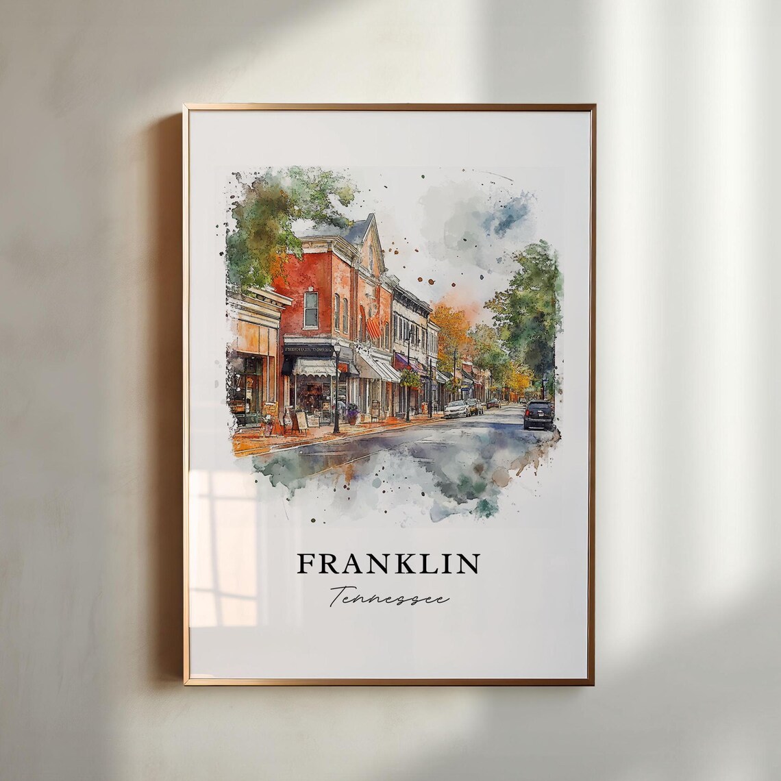 Franklin Tennessee Watercolor Travel Poster