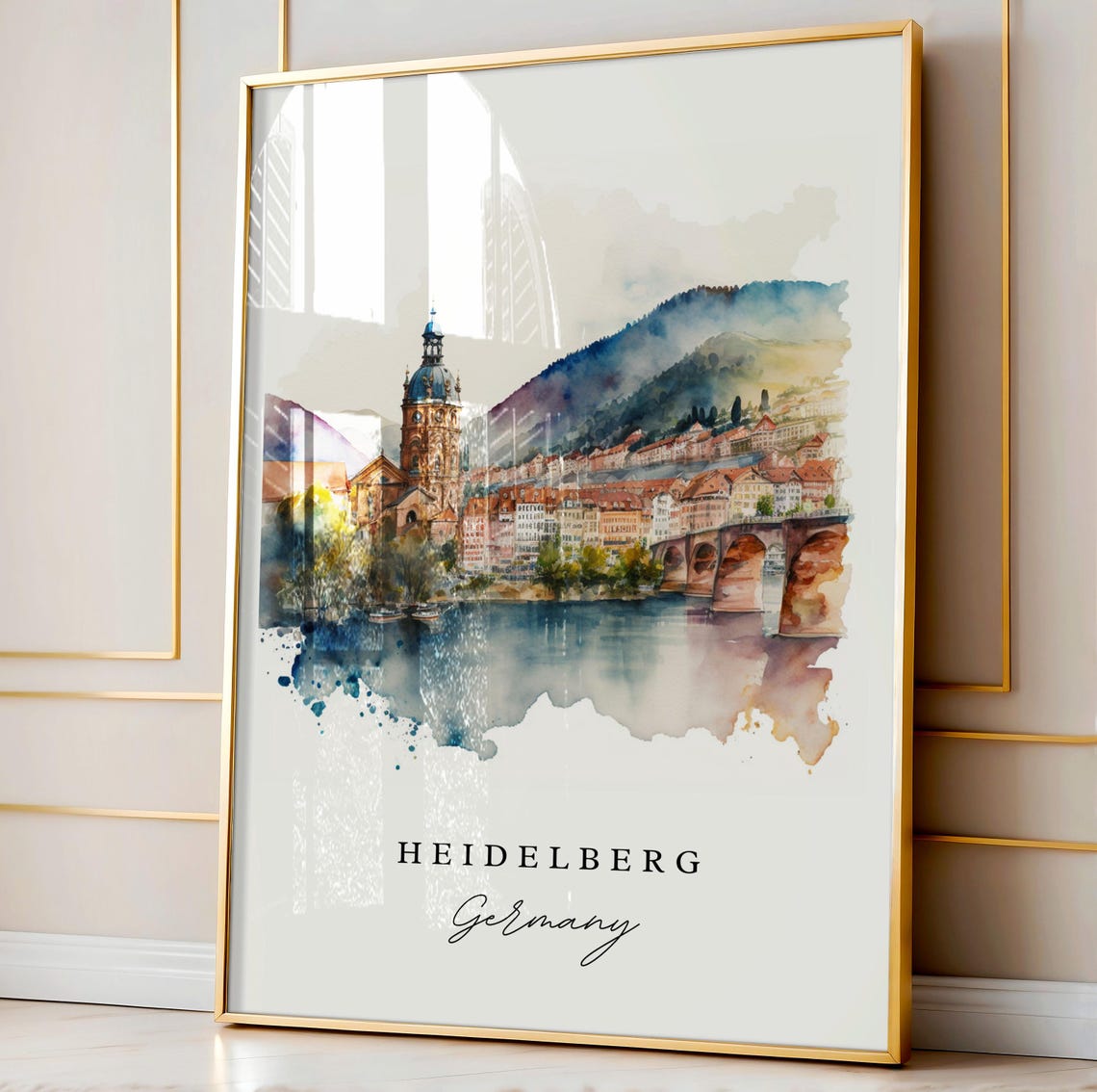 Heidelberg Watercolor Travel Poster, Germany Art Print - Image 3