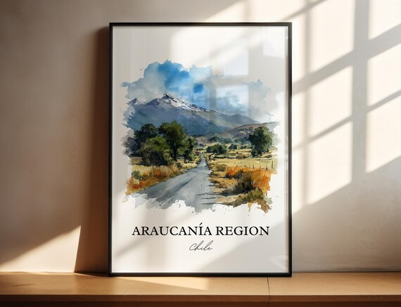 Araucania Region Wall Art Chile Print Watercolor Gift Travel Poster Housewarming