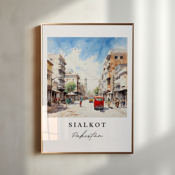 Sialkot Wall Art Pakistan Poster Print Wedding Gift Birthday Present Custom Text Perfect