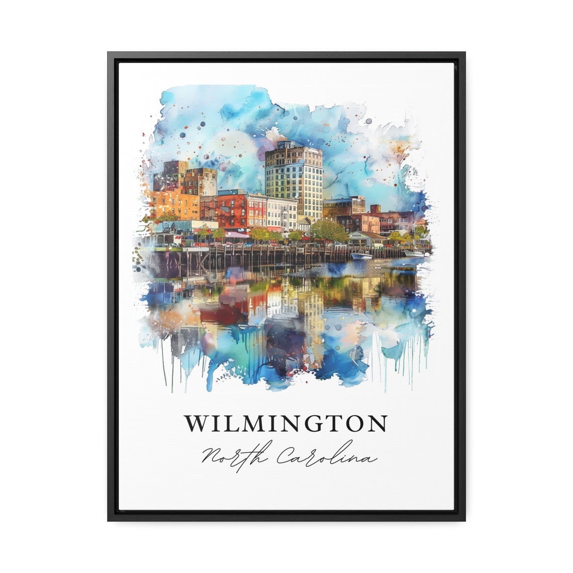 Wilmington North Carolina Historic Riverfront Skyline Art Poster - Image 3