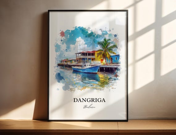 Dangriga Wall Art Belize Print Watercolor Gift Travel Poster Housewarming