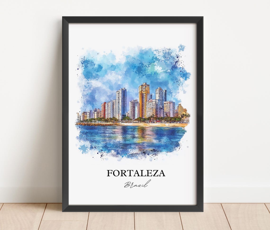 Fortaleza Brazil Watercolor Beachfront Towers Atlantic Shore Poster - Image 4